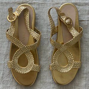 Stuart Weitzman Women's Teodora Braided Slingback Sandal, Metallic US 8